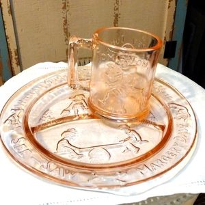 Vintage Nursery Rhymes children's divided dish and mug